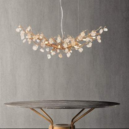 Stone Crystal Brass Chandelier - Nuvé