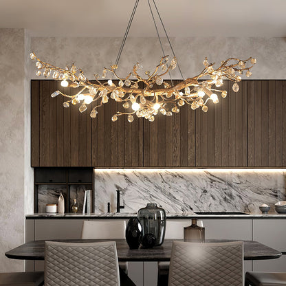 Stone Crystal Brass Chandelier - Nuvé
