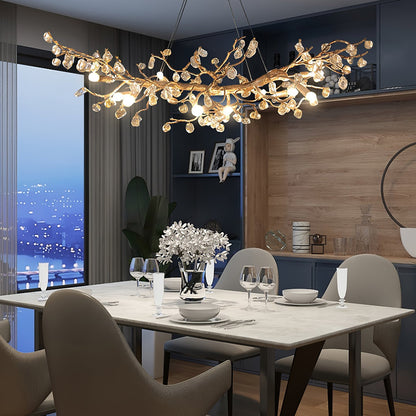 Stone Crystal Brass Chandelier - Nuvé