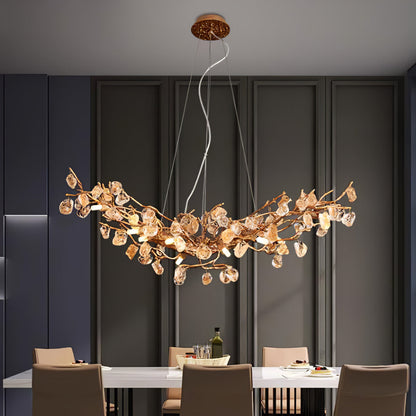 Stone Crystal Brass Chandelier - Nuvé