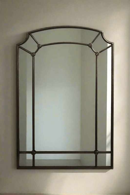Industrial Chic Arched Wall Mirror with Iron Frame - Nuvé