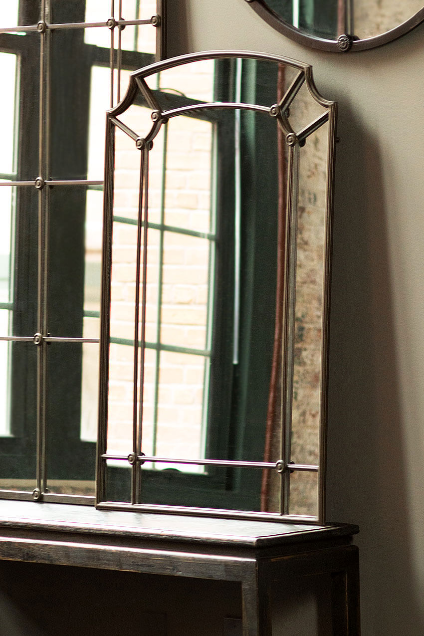 Industrial Chic Arched Wall Mirror with Iron Frame - Nuvé