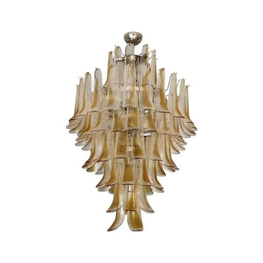 Stunning Murano Amber Glass Petals Chandelier - Nuvé