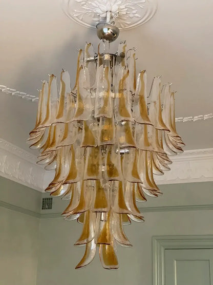Stunning Murano Amber Glass Petals Chandelier - Nuvé