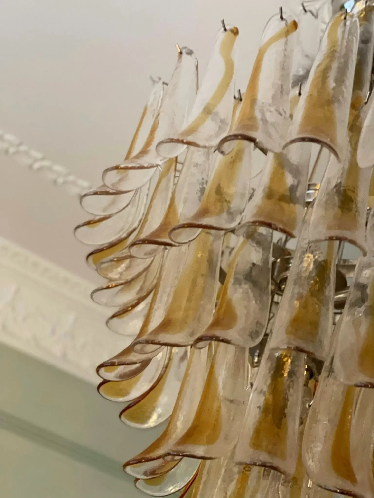 Stunning Murano Amber Glass Petals Chandelier - Nuvé