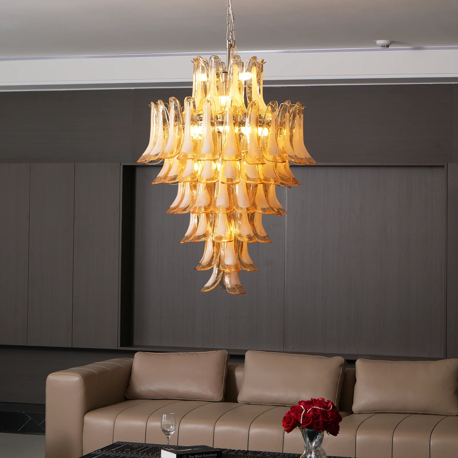 Stunning Murano Amber Petals Chandelier - Nuvé