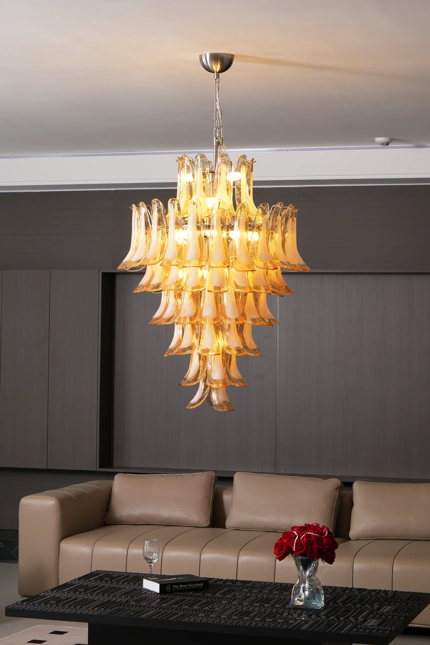 Stunning Murano Amber Petals Chandelier - Nuvé