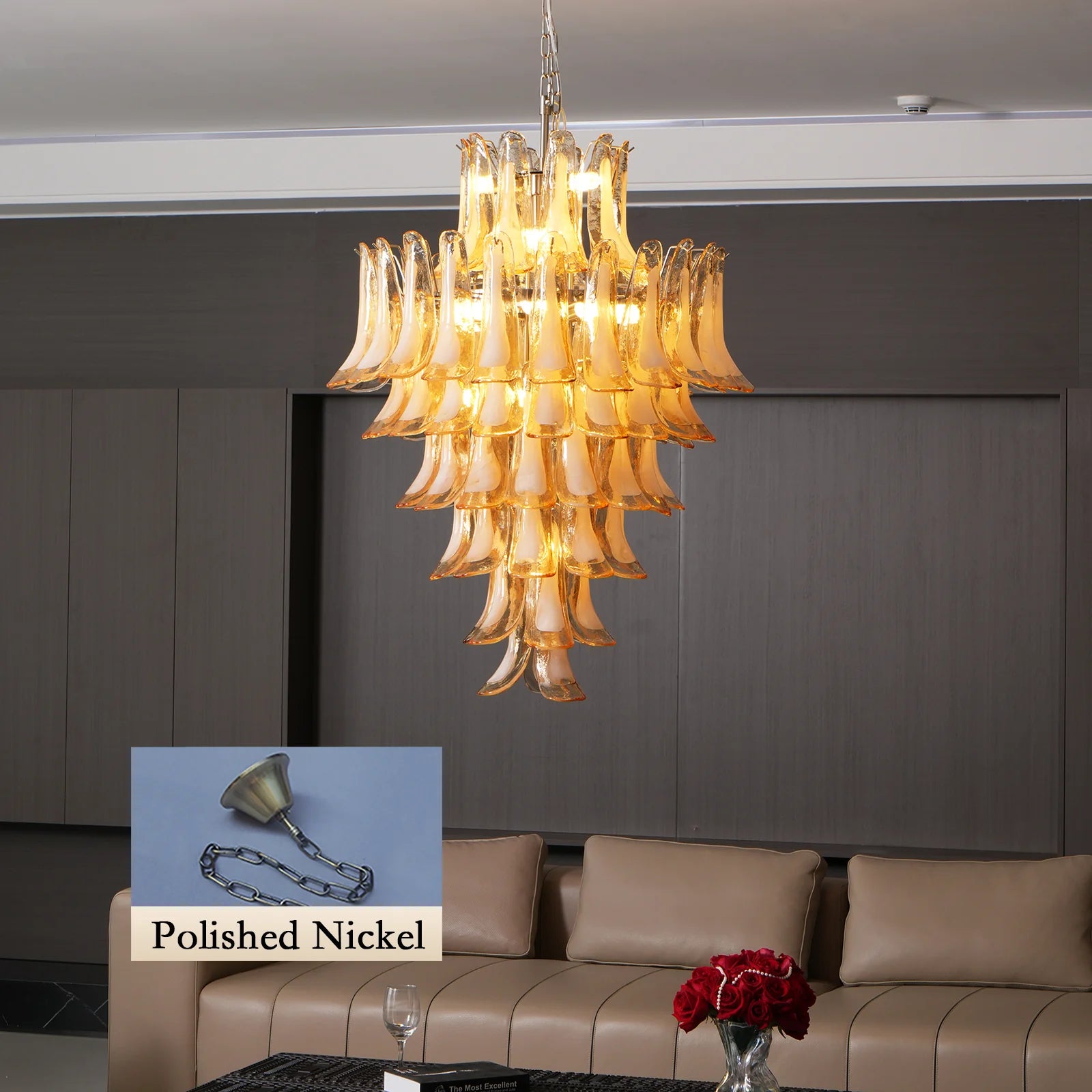 Stunning Murano Amber Petals Chandelier - Nuvé