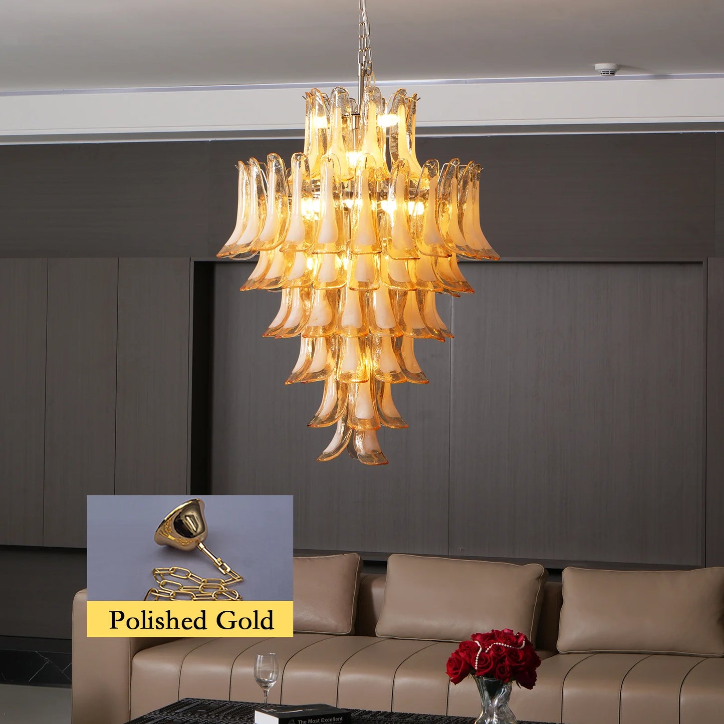 Stunning Murano Amber Petals Chandelier - Nuvé