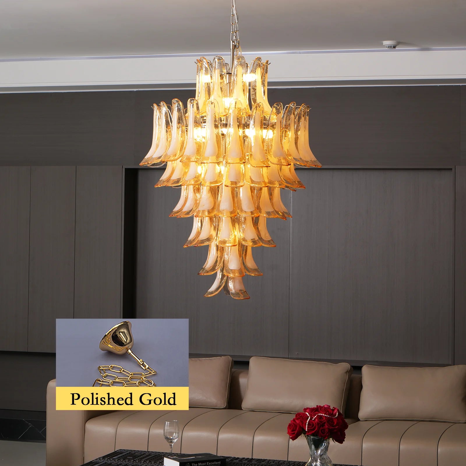 Stunning Murano Amber Petals Chandelier - Nuvé