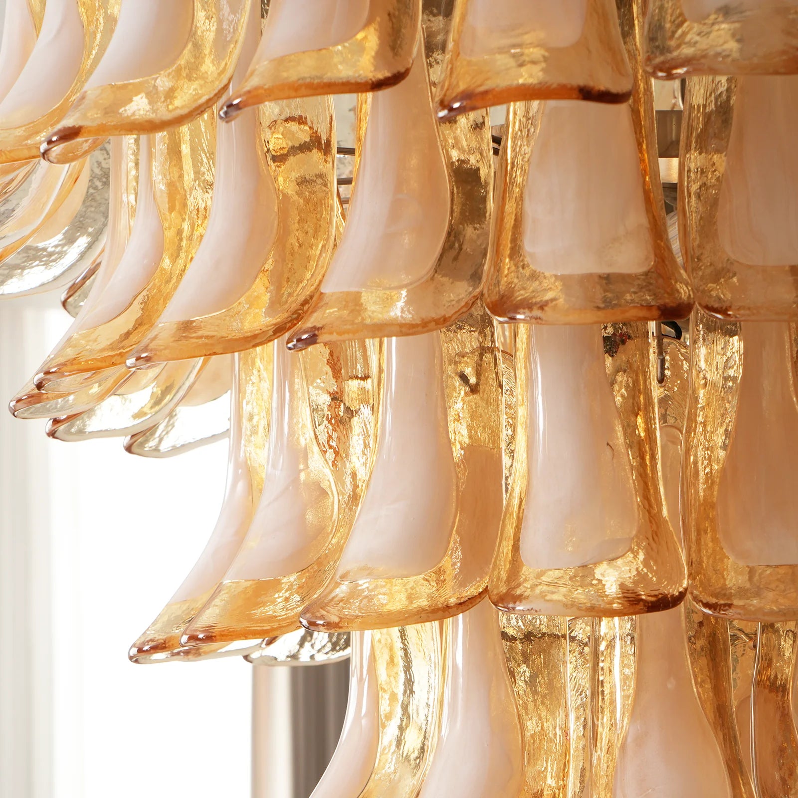 Stunning Murano Amber Petals Chandelier - Nuvé