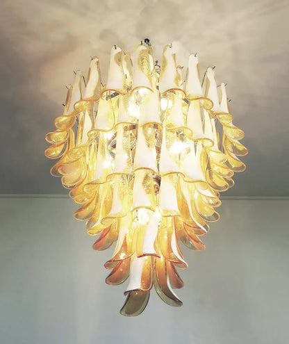Stunning Murano Caramel Glass Petals Chandelier - Nuvé