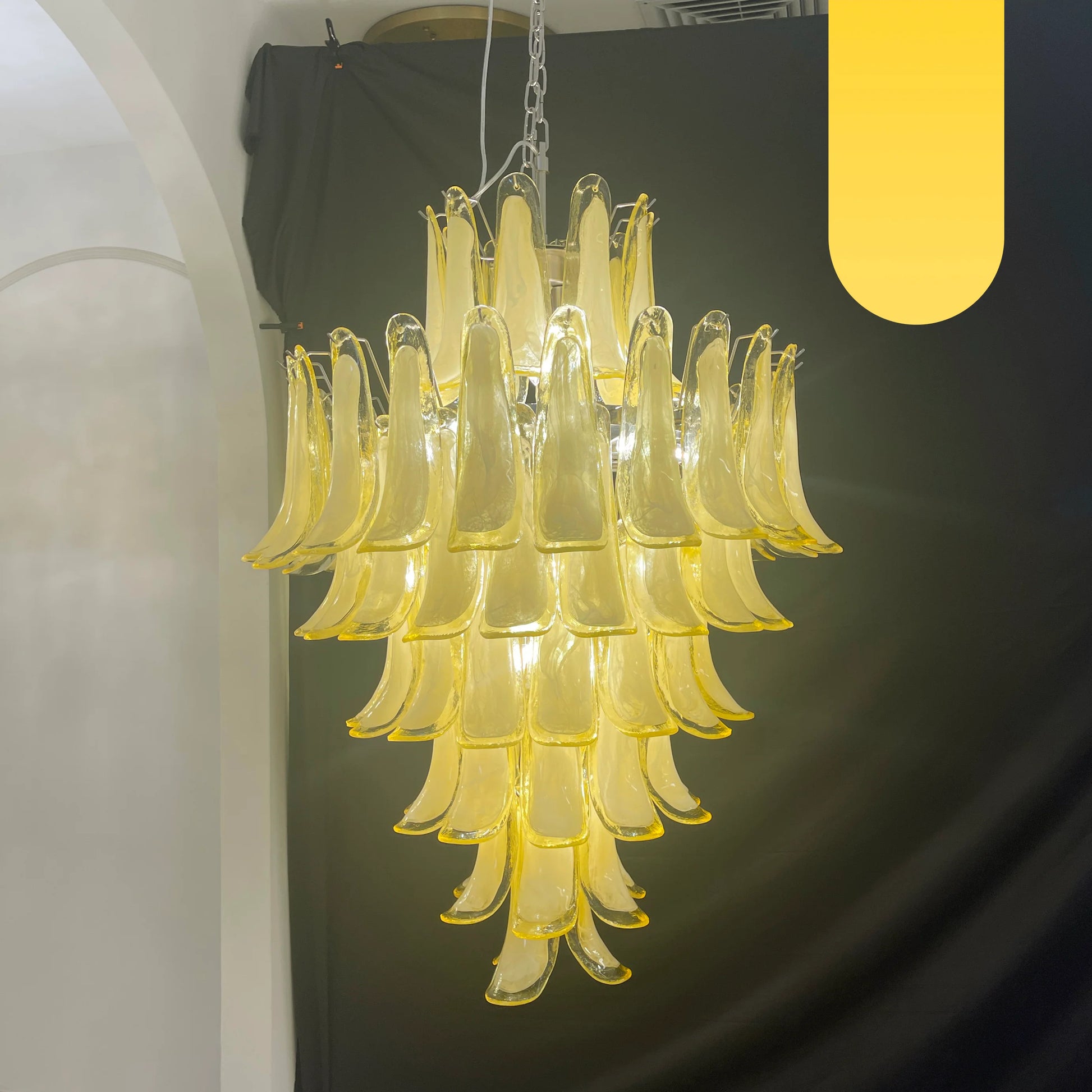 Stunning Murano Caramel Glass Petals Chandelier - Nuvé