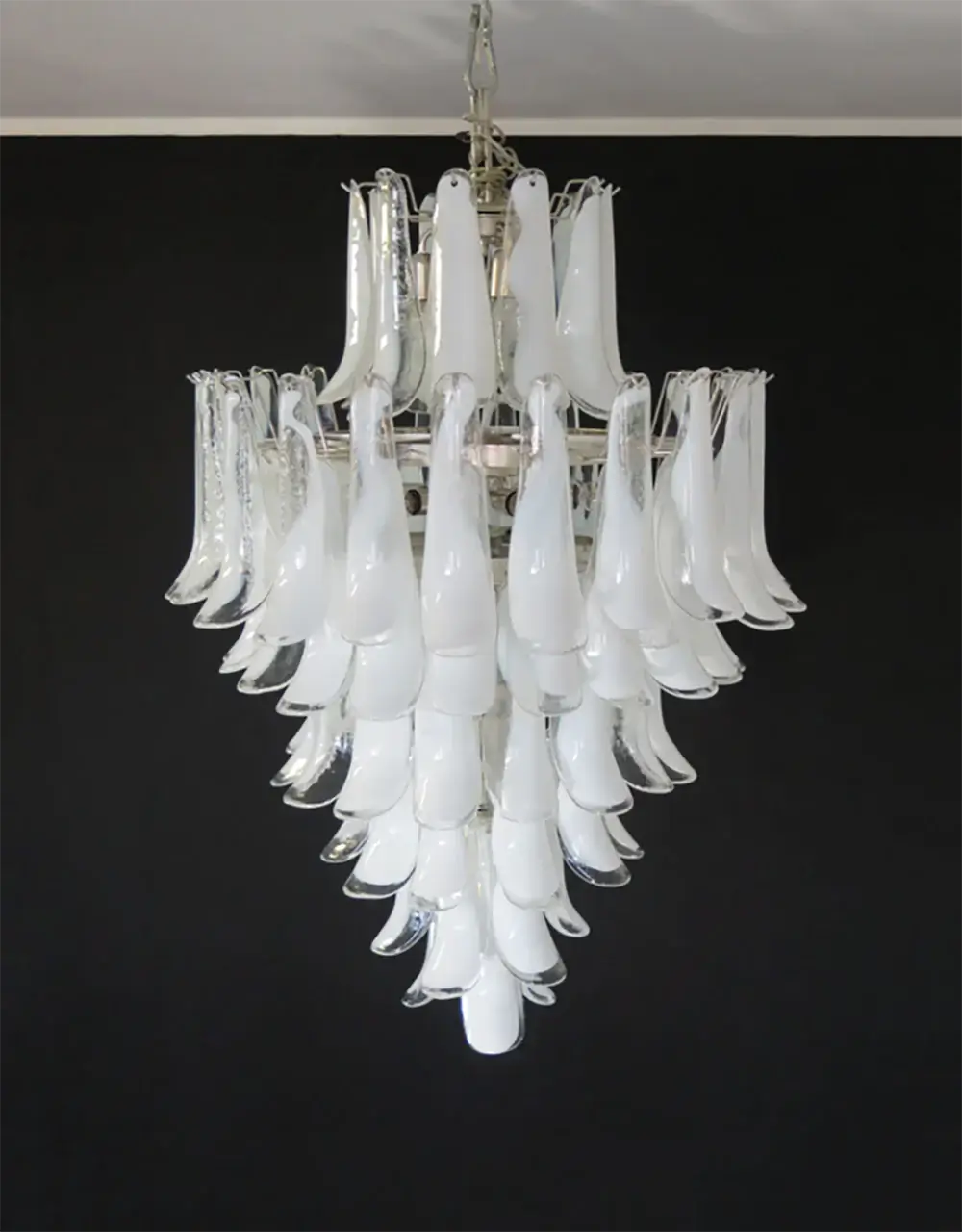 Stunning Murano White Glass Petals Chandelier - Nuvé
