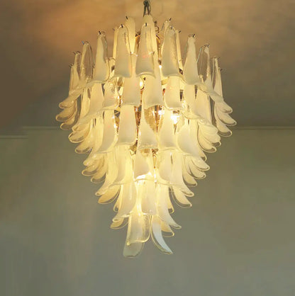 Stunning Murano White Glass Petals Chandelier - Nuvé
