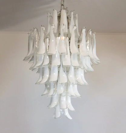 Stunning Murano White Glass Petals Chandelier - Nuvé