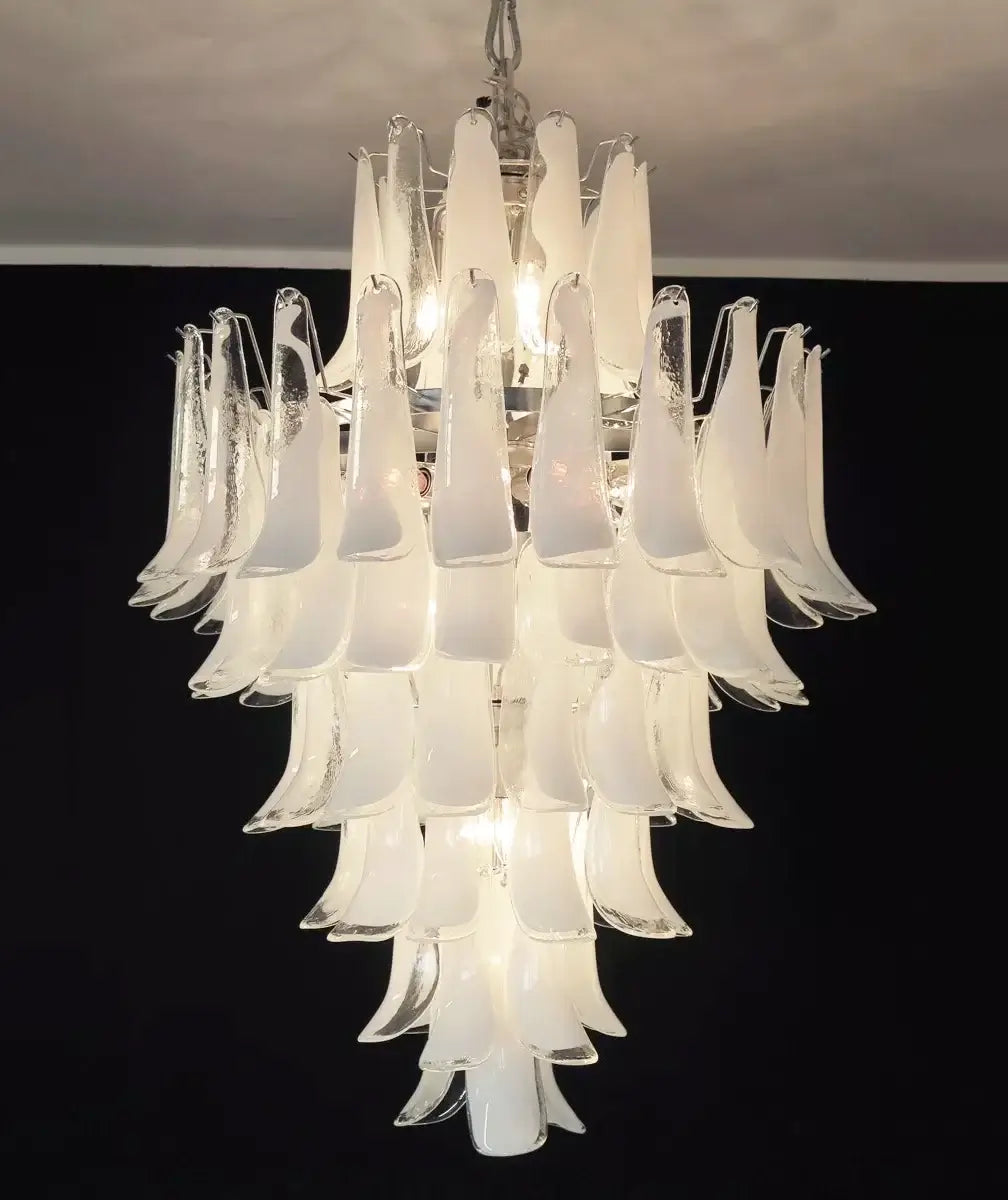 Stunning Murano White Glass Petals Chandelier - Nuvé