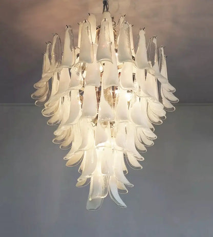 Stunning Murano White Glass Petals Chandelier - Nuvé