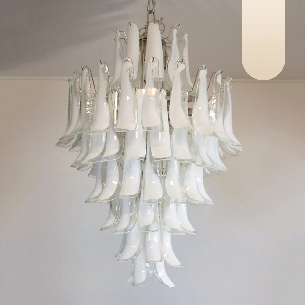 Stunning Murano White Glass Petals Chandelier - Nuvé