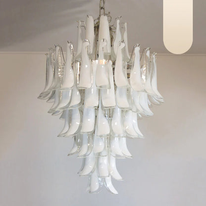 Stunning Murano White Glass Petals Chandelier - Nuvé