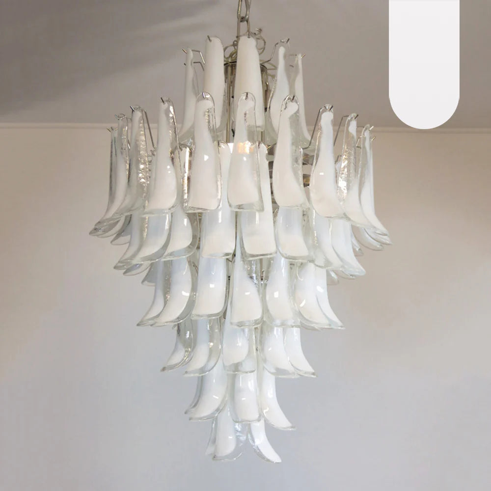 Stunning Murano White Glass Petals Chandelier - Nuvé