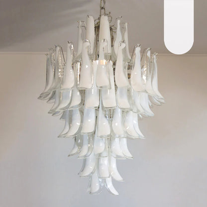Stunning Murano White Glass Petals Chandelier - Nuvé