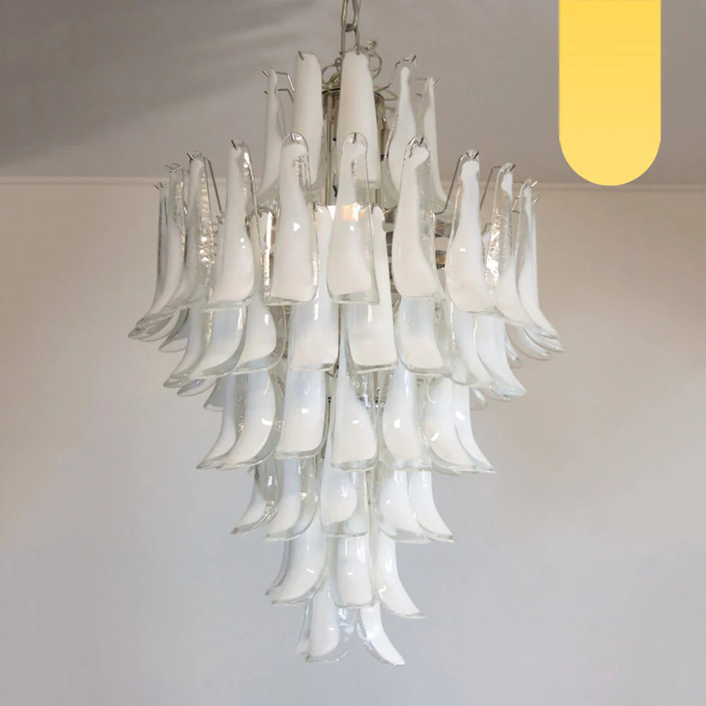 Stunning Murano White Glass Petals Chandelier - Nuvé