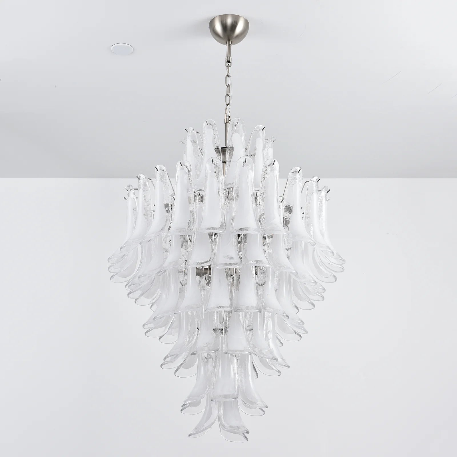 Stunning Murano White Glass Petals Chandelier - Nuvé