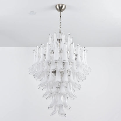 Stunning Murano White Glass Petals Chandelier - Nuvé