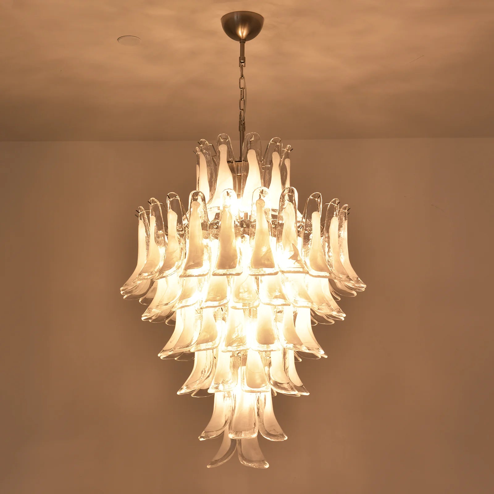 Stunning Murano White Glass Petals Chandelier - Nuvé