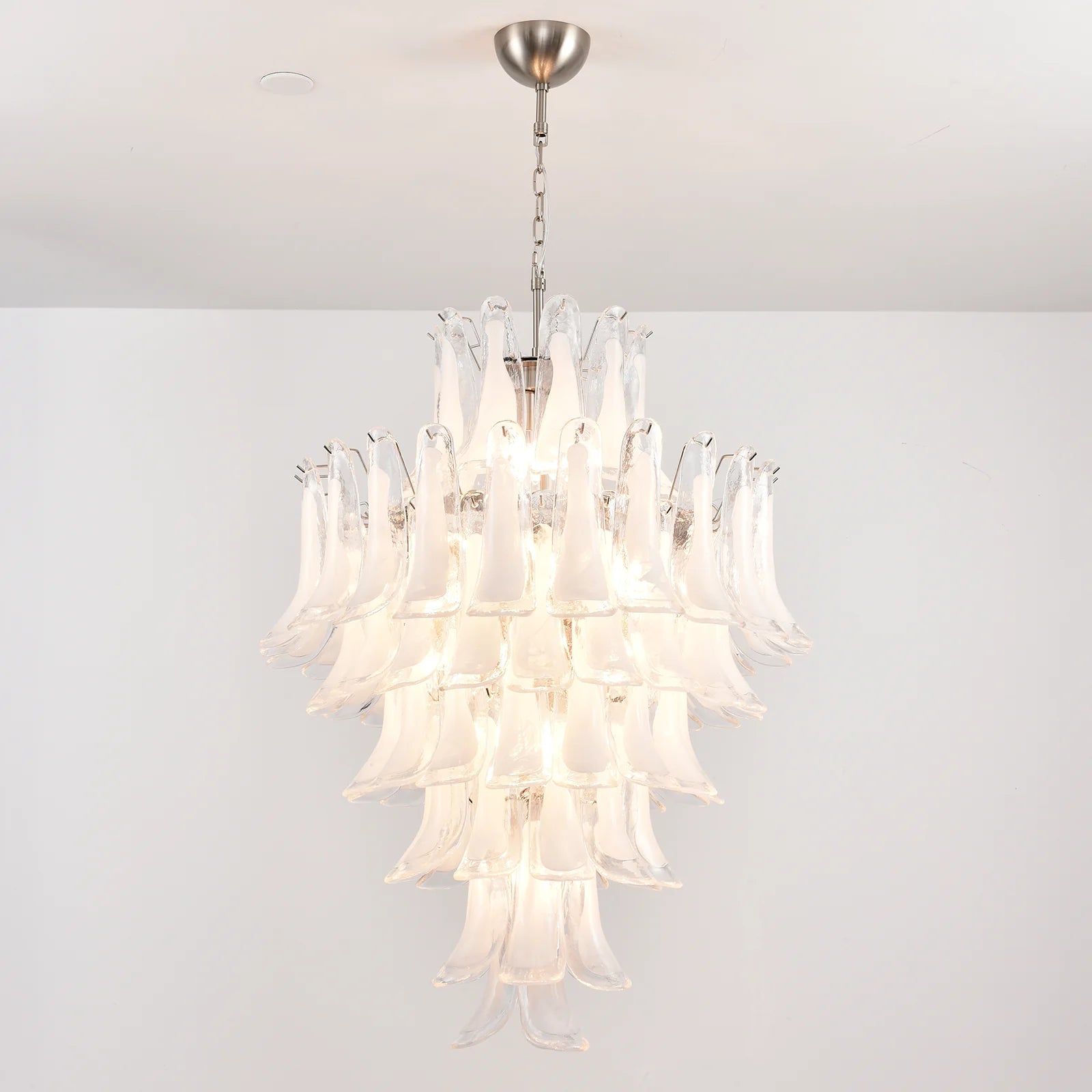 Stunning Murano White Glass Petals Chandelier - Nuvé