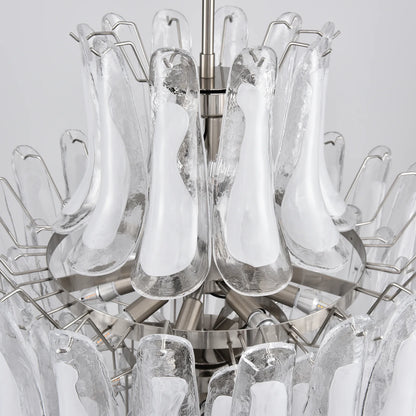 Stunning Murano White Glass Petals Chandelier - Nuvé