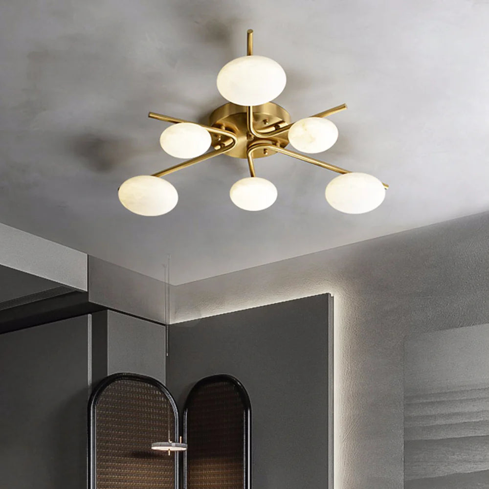 Stylish 6 Heads Alabaster Ceiling Light - Nuvé