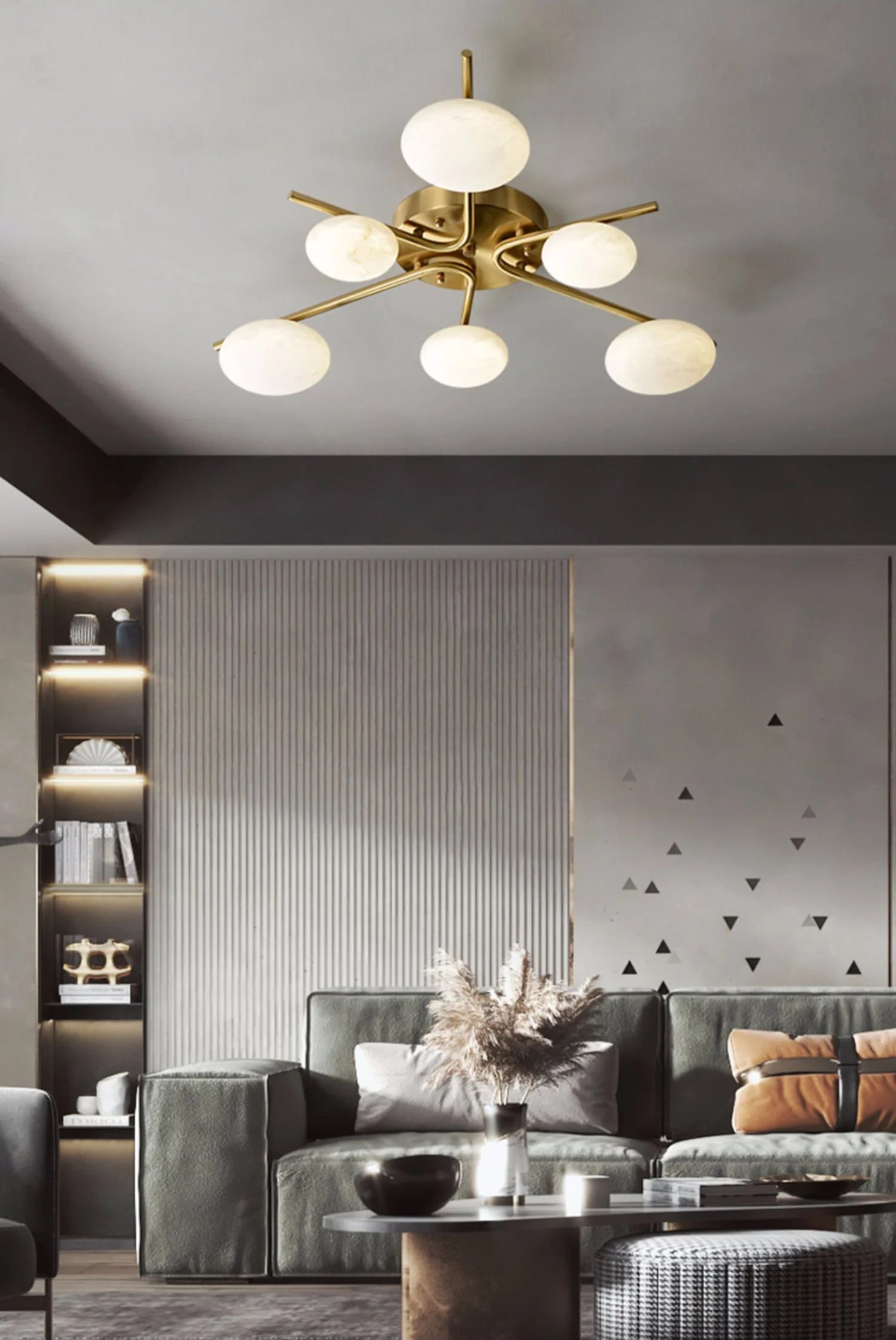 Stylish 6 Heads Alabaster Ceiling Light - Nuvé