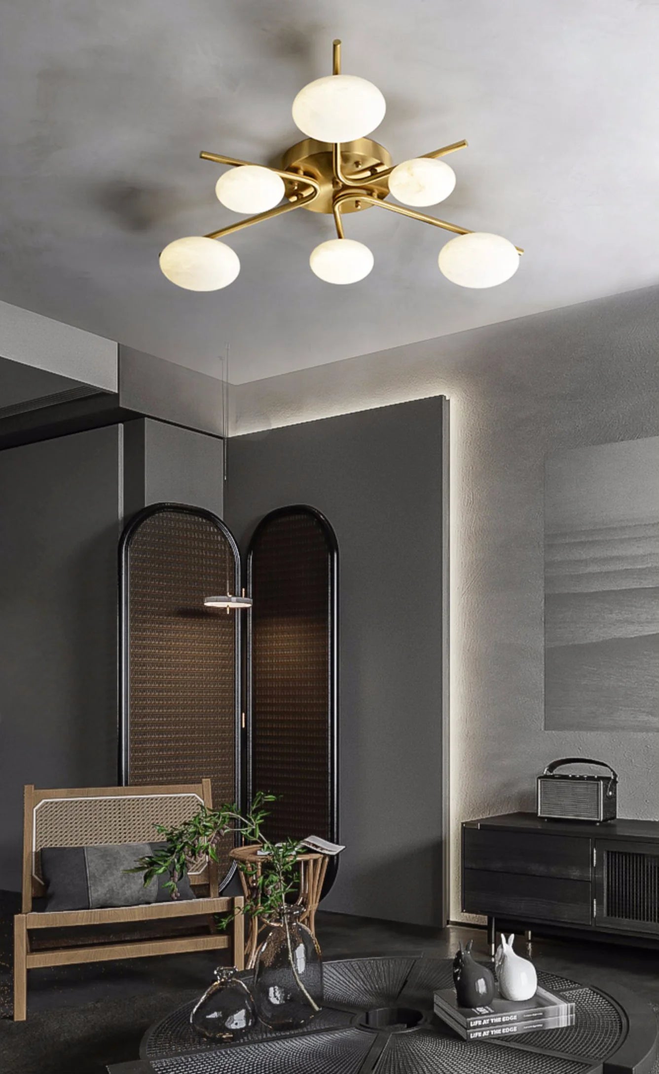 Stylish 6 Heads Alabaster Ceiling Light - Nuvé