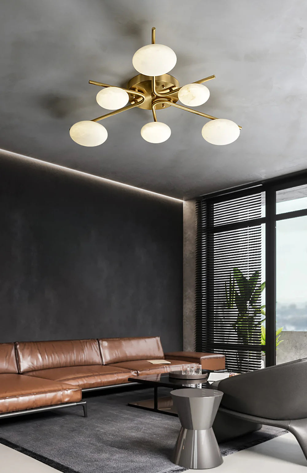 Stylish 6 Heads Alabaster Ceiling Light - Nuvé