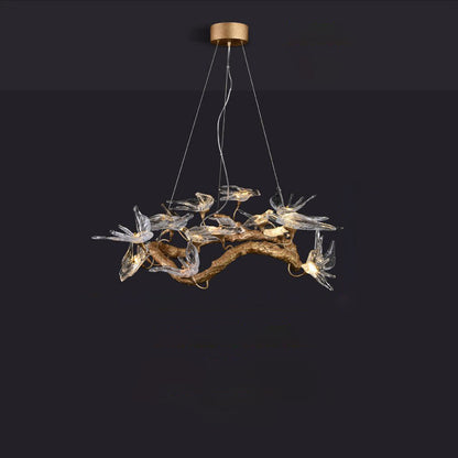 Elegant glass swallow chandelier by korewolamp featuring delicate glass bird shapes and a modern hanging design.