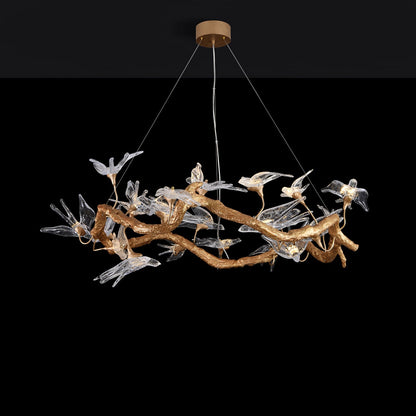 Elegant glass swallow chandelier by Korewolamp featuring delicate glass bird shapes and a modern hanging design.