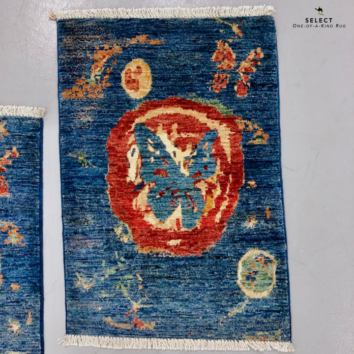 Afghan Butterfly  blue/red 2x3 - Nuvé