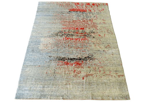 Contemporary Gabbeh (8'09"x11'02") aqua/coral - Nuvé