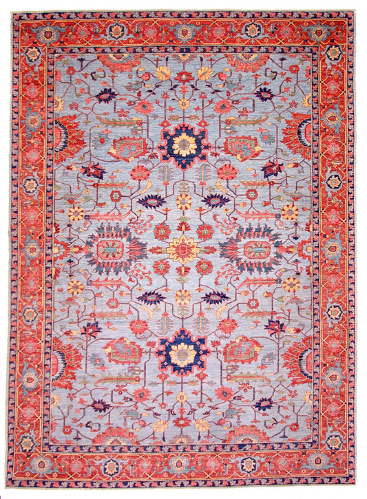 Afgahn Heriz (10'02"x14'00") lt.blue/red - Nuvé