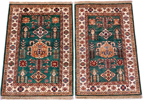 Super Kazak grn/ivory 3x4 - Nuvé