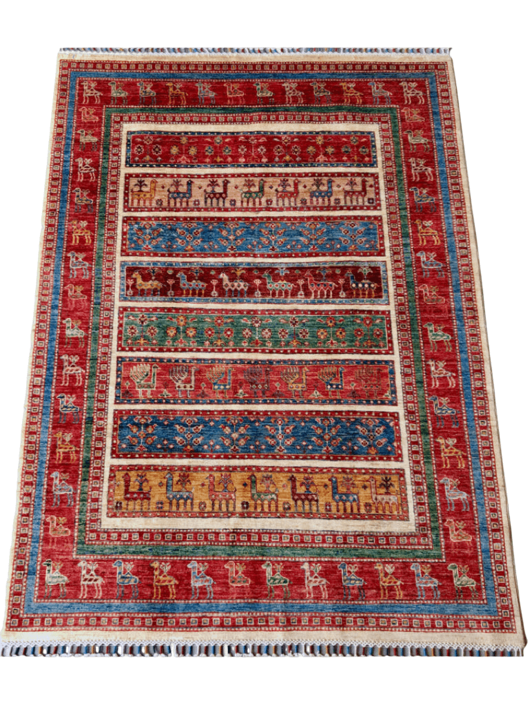Gabbeh (5'11"x7'00") multistripe/red - Nuvé