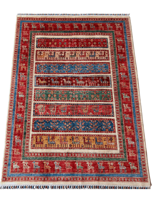 Gabbeh (5'11"x7'00") multistripe/red - Nuvé