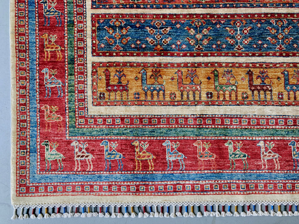 Gabbeh (5'11"x7'00") multistripe/red