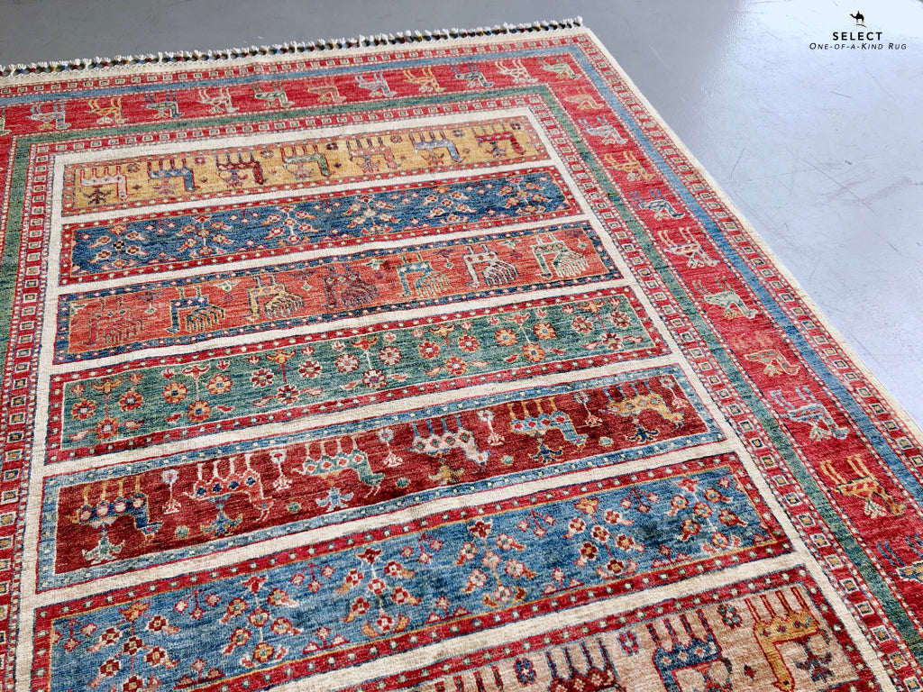 Gabbeh (5'11"x7'00") multistripe/red - Nuvé
