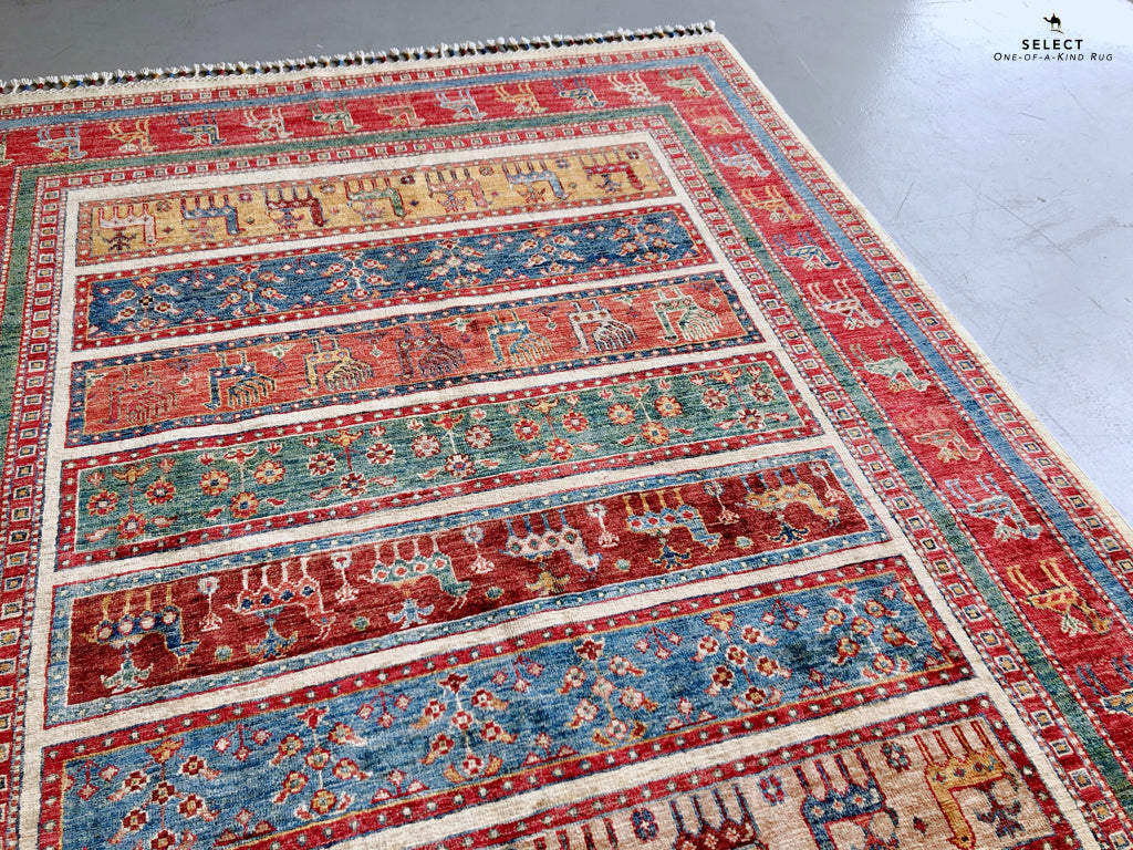 Gabbeh (5'11"x7'00") multistripe/red