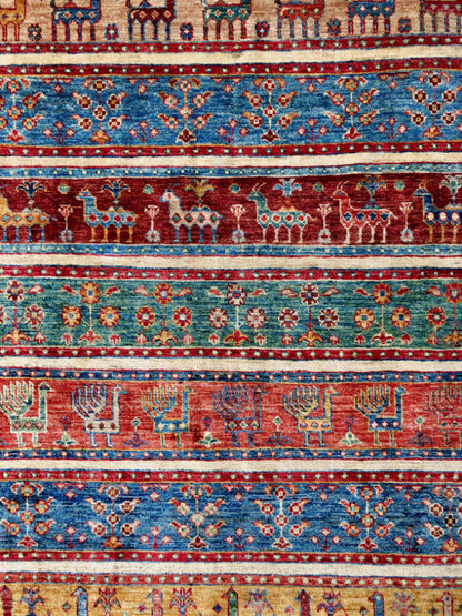 Gabbeh (5'11"x7'00") multistripe/red
