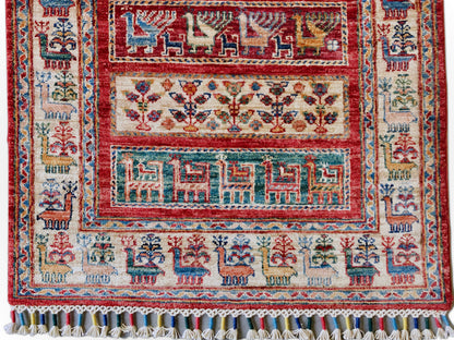 Pazyryk-Style Gabbeh  red/mt 9' Runner - Nuvé