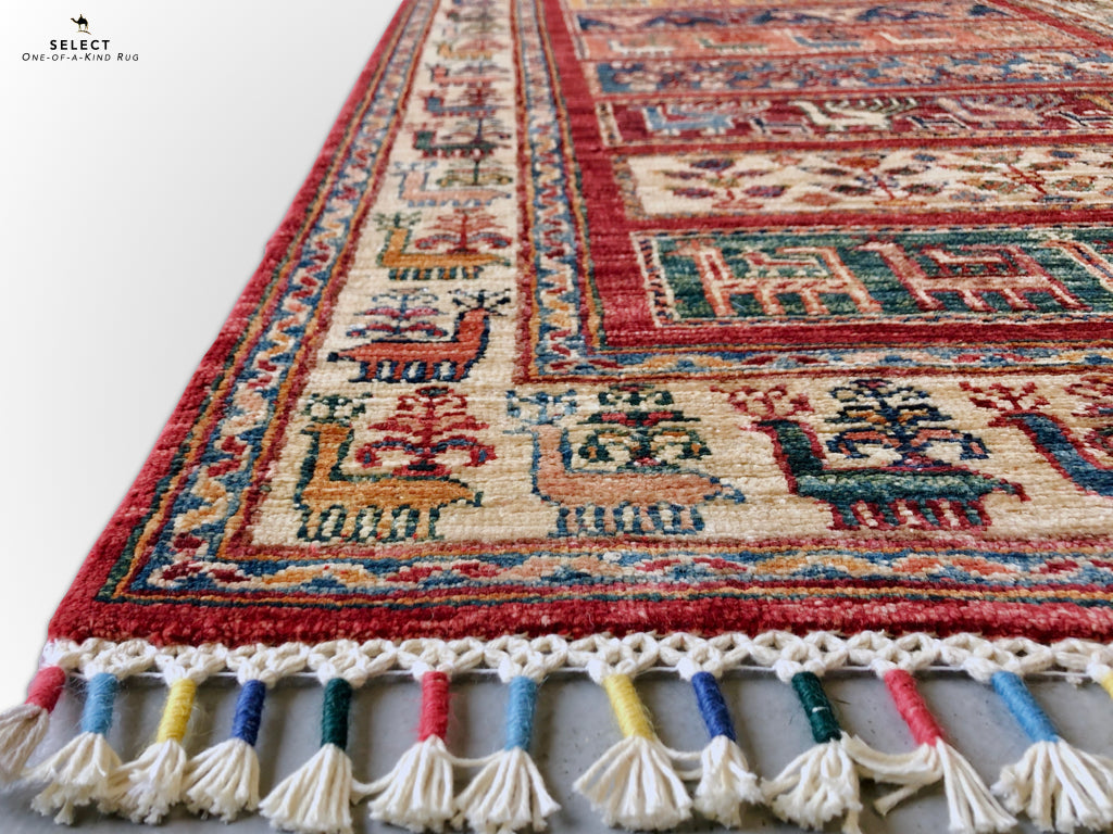 Pazyryk-Style Gabbeh  red/mt 9' Runner - Nuvé